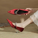 Luxurious Red Velvet Rhinestone Wedding Heels Bridal Glamour