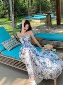 Seaside Floral Strapless Dress for Elegant Resort Fashion