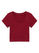 Red Slimming Tee: Stylish Midriff-Baring Women's Top