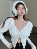 Modern Korean Style V-neck Halter Sweater Trendy Crop Top