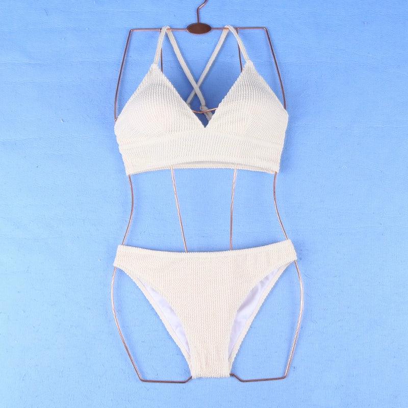 Small Discount Bikini Women's Fashion Thread Fitted Slimming and Simple Swimsuit Sexy Vacation Small Chest Separates Swimsuit