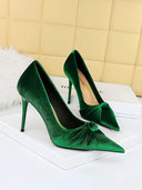 Suede Butterfly Bow Flats Chic High Heels for Women Shoes