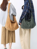 Casual Plaid Corduroy Crossbody Bag Stylish Women's Purse