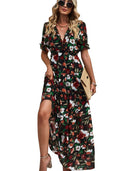 Summer 2024 New Arrival Florals Print Short Sleeve Dress