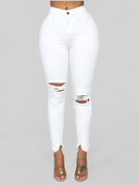 Fashion Tall Waist Ripped Jeans for Women Elastic Pants