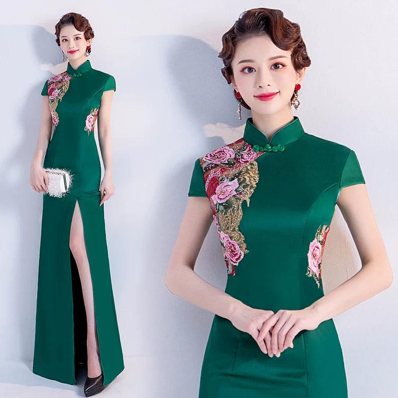 Green Cheongsam Wedding Dress: Retro Elegance & Artistry