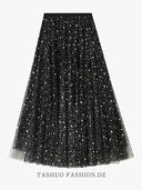 Starry Sky Sequined A-line Dress Glamorous Winter Fashion