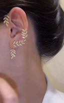 Simple Graceful Fancy Clip Leaves Female Stud Earrings Set