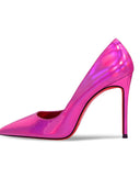 Rose Red Laser Mirror High Heels Patent Leather Footwear