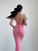 Liviahome American Style Sexy Lace-up Backless Slip Dress