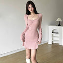 Sylcue Slimming Square Collar Dress Winter Chic Stylish