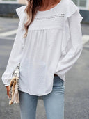 Fashion New Arrival Polka Dot Jacquard Long Sleeve Lace Pullover Women