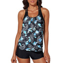 2024 Summer New Arrival Conservative Split Swimsuit U-Collar Tankini