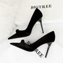 Suede Butterfly Bow Flats Chic High Heels for Women Shoes