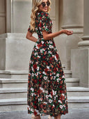 Summer 2024 New Arrival Florals Print Short Sleeve Dress