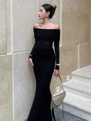 GirlsAt18 Black Knit Dress Elegant Autumn Sensuality Style