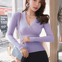 Sculpted Elegance Chic Crossed V-Neck Sweater for Women