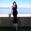 French Black Backless Dress Step-by-Step Lotus Sling Stylish