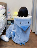 Cute Shark Coral Velvet Pajamas Plus Size Winter Jumpsuit