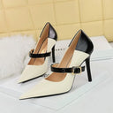 Retro Word Buckle High Heels Stylish Vintage Footwear