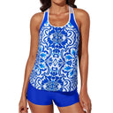 2024 Summer New Arrival Conservative Split Swimsuit U-Collar Tankini