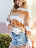 Fashion Stripe Texture Feeling Pullover Sweater for Ladies