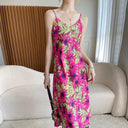 Silk Floral Sling Dress: Elegant French Design for Women