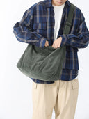 Casual Plaid Corduroy Crossbody Bag Stylish Women's Purse