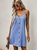 Fashion Summer V Neck Thin Knee-Length Skirt Camisole Dress