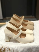 Fairy Style Autumn Square Toe Single-Layer Shoes Buckle Strap