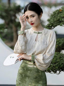 Elegant Chinese Cheongsam Dress Retro Spring Autumn Fashion