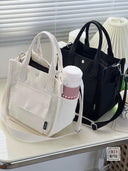 Canvas Tote Bag Chic Multi-Pocket Carryall with Strap