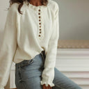 Fashion Raglan Stuffed Knitting Lace Collar Pullover Chic