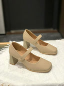 Fairy Style Autumn Square Toe Single-Layer Shoes Buckle Strap