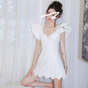 Diamond V-Neck Frill Dress Luxe Summer Style Comfort