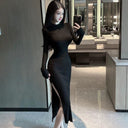 Elegant Lady Crew Neck Autumn Dress Sophisticated Slimming Style