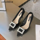 Genuine Leather Rhinestone High Heels for Stylish Women Shoes