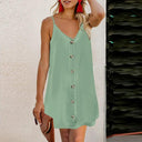 Fashion Summer V Neck Thin Knee-Length Skirt Camisole Dress