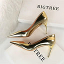 Bright Leather High Heels European Style Shoes Elegant Glamorous