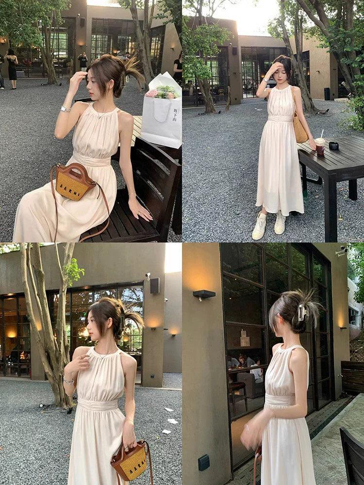 Wu 77 Cold Feeling Suspender Dress: Elegant Korean Summer Style