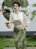 Elegant Chinese Cheongsam Dress Retro Spring Autumn Fashion