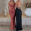 Transition Sexy Zone Classy Satin Open Back Fishtail Dress