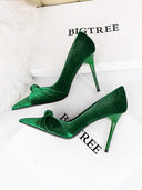 Suede Butterfly Bow Flats Chic High Heels for Women Shoes