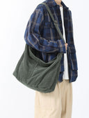 Casual Plaid Corduroy Crossbody Bag Stylish Women's Purse