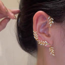 Simple Graceful Fancy Clip Leaves Female Stud Earrings Set