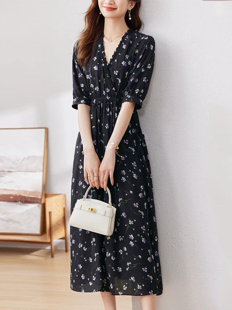 Summer Step Print Dress: Chic Korean Style for Confident, Chic Look