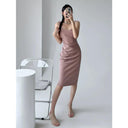 Slim Fit Ruched Summer Dress: Elegant European Chic Style