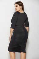 Elegant Deep V-neck Pleated Dress Modern Stylish Charm