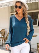 2024 Fashion Women's Pullover Arm Patchwork Cut Out Knitwear