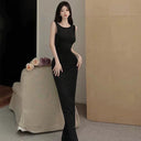 Stylish Backless Split Dress Chic Korean Style Summer 2022